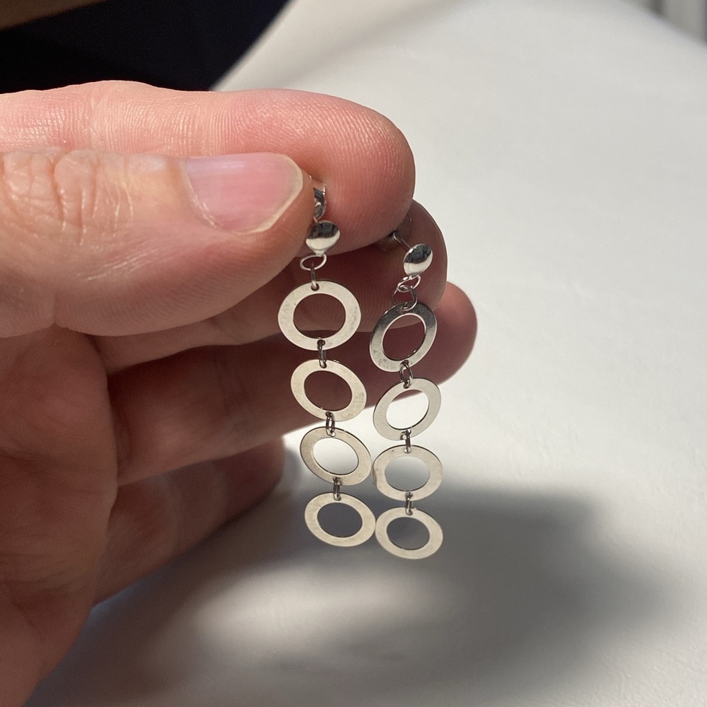 14k white gold dangle earrings.